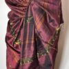 MØRKERØD HÅNDVÆVET SILKE SARONG   nr.5.   k72.
