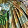 SMUK GRØNLIG FARVERIG IKAT SILKE SARONG.   nr.8.   k72